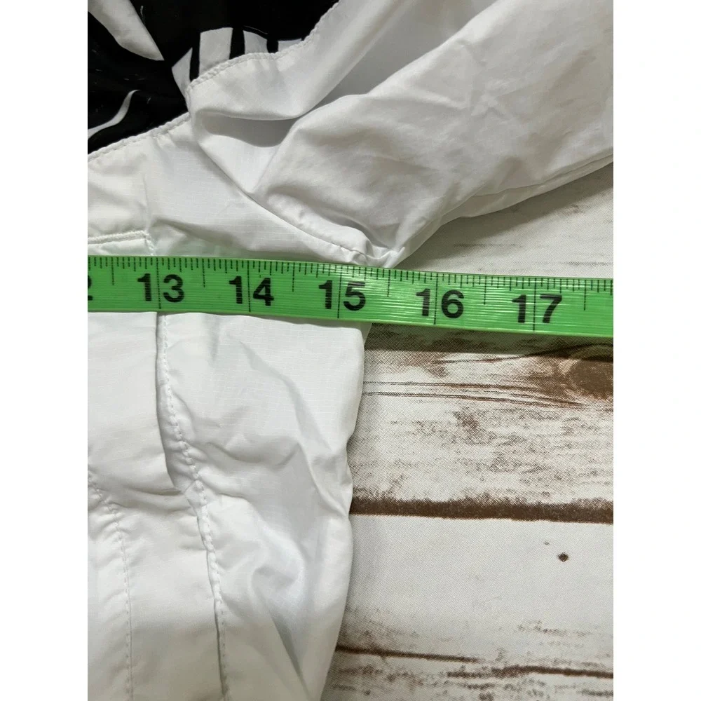 Nike Windbreaker White Black Logo Print Cropped Hooded Jacket Kids Size S‎